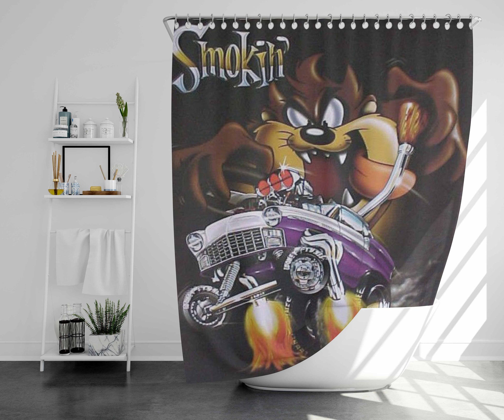 Taz Yell Face Bathroom Shower Curtain Fabric Waterproof | 66 X 72 Inch
