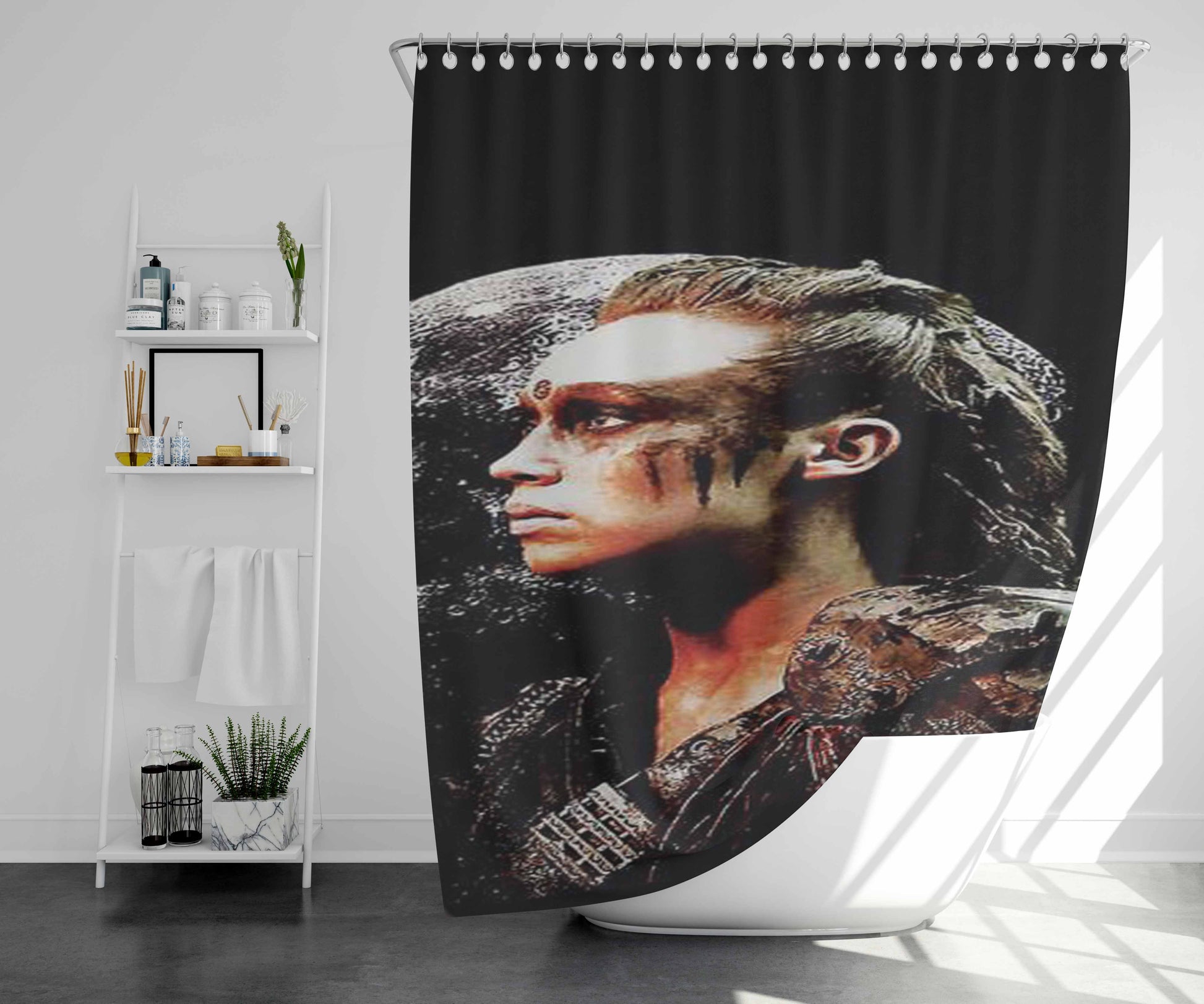 The 100 Trikru Symbol Black Bathroom Shower Curtain Fabric Waterproof | 66 X 72 Inch