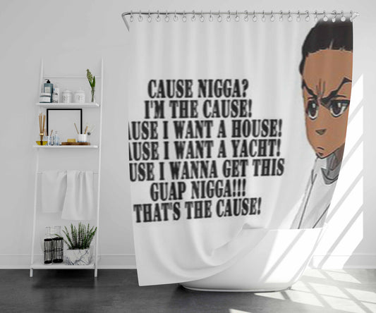 The Boondocks Huey Bathroom Shower Curtain Fabric Waterproof | 66 X 72 Inch