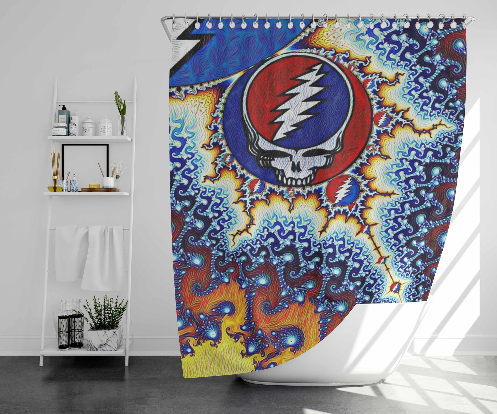 The Grateful Dead Indian Bathroom Shower Curtain Fabric Waterproof | 66 X 72 Inch