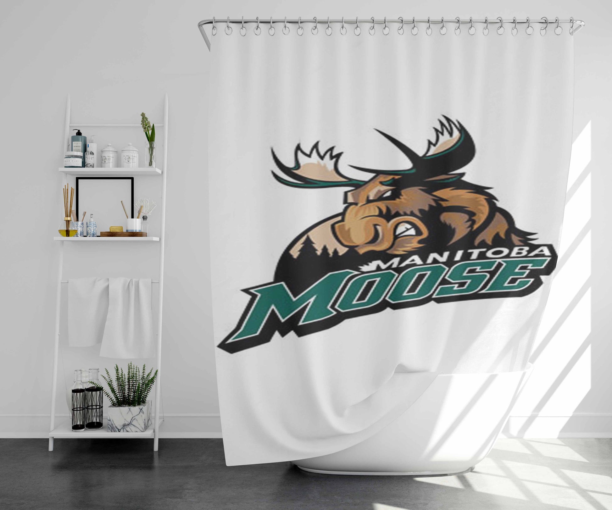 The Manitoba Moose Logo Bathroom Shower Curtain Fabric Waterproof | 66 X 72 Inch