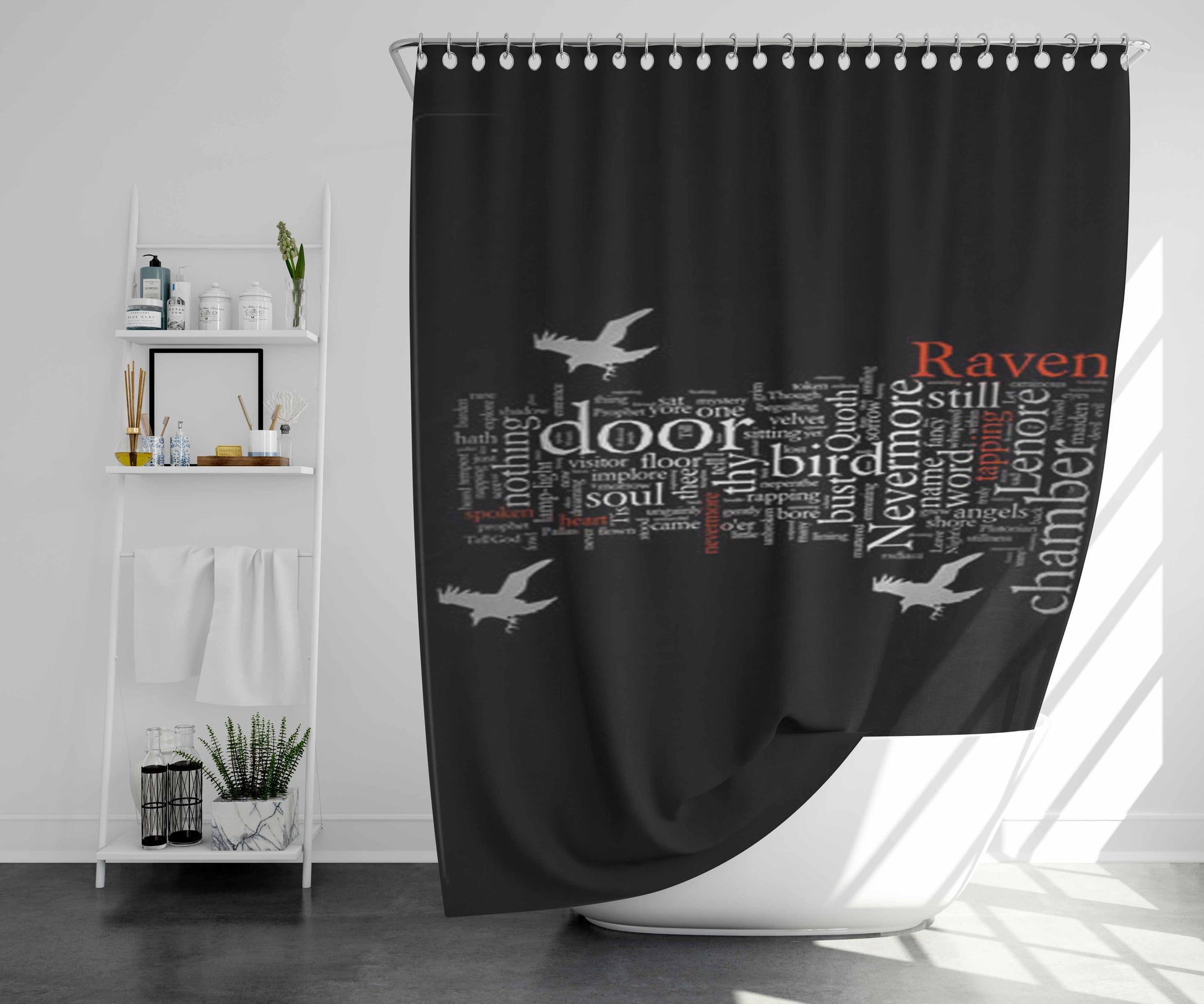 The Raven Logo Bathroom Shower Curtain Fabric Waterproof | 66 X 72 Inch