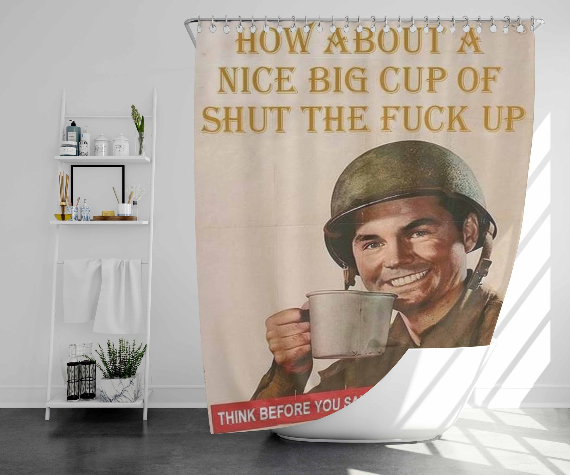 Things Bathroom Shower Curtain Fabric Waterproof | 66 X 72 Inch