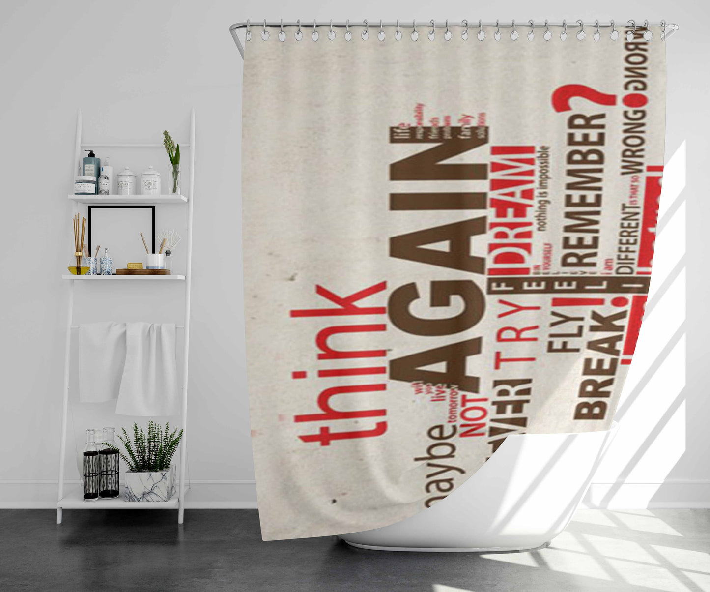Think Before You Do It Bathroom Shower Curtain Fabric Waterproof | 66 X 72 Inch