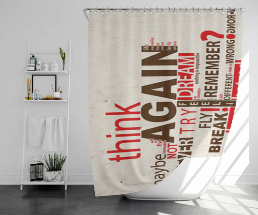 Think Before You Do It Bathroom Shower Curtain Fabric Waterproof | 66 X 72 Inch