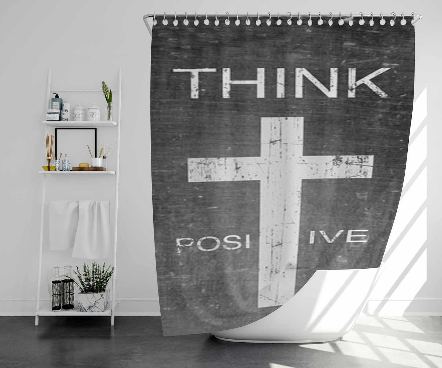 Think Outside The Box Bathroom Shower Curtain Fabric Waterproof | 66 X 72 Inch