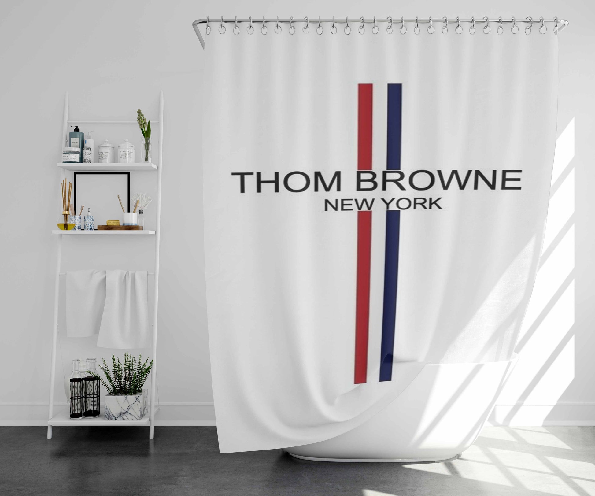 Thom Browne Color Pattern Bathroom Shower Curtain Fabric Waterproof | 66 X 72 Inch