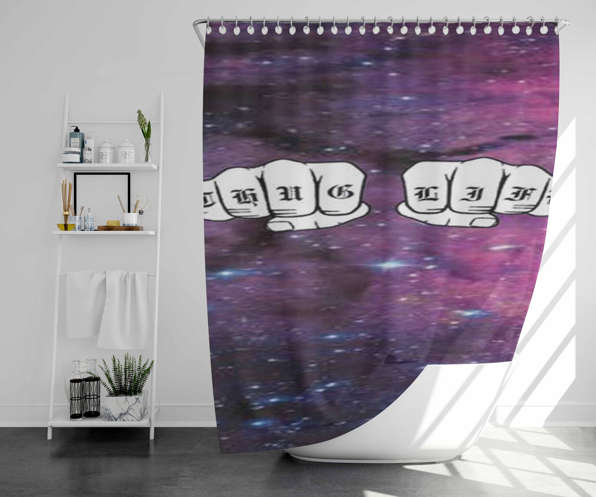 Three Percent In White Bathroom Shower Curtain Fabric Waterproof | 66 X 72 Inch