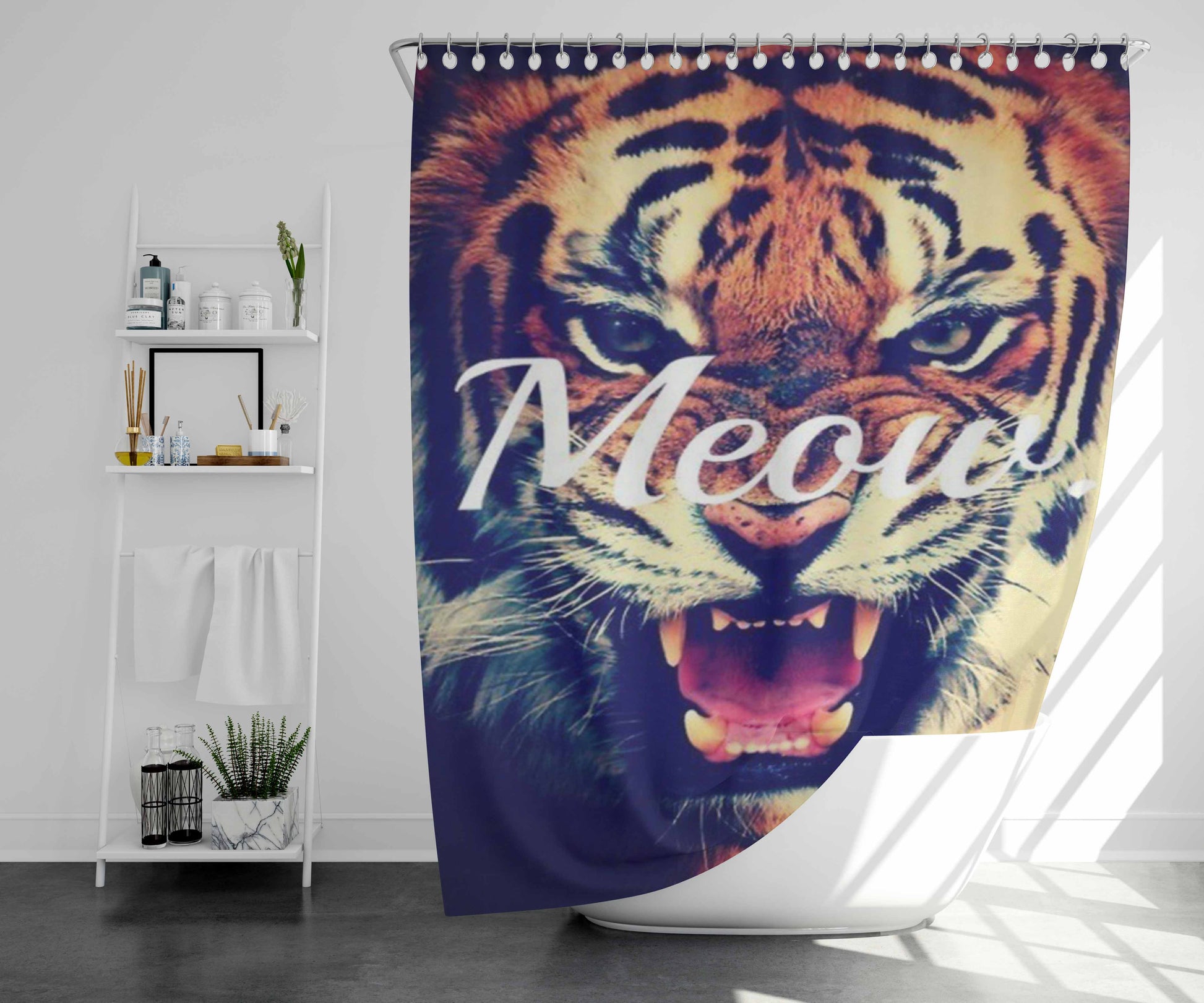 Tiger 2 Bathroom Shower Curtain Fabric Waterproof | 66 X 72 Inch