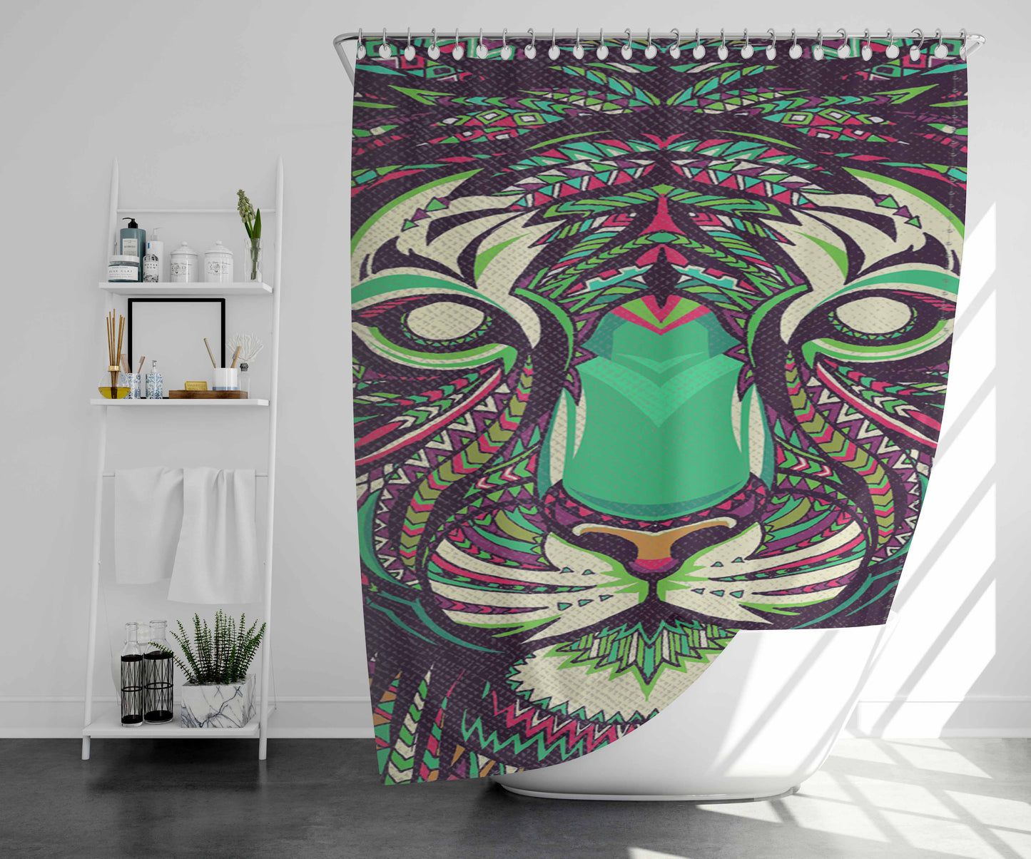 Tiger Art China Sunsie Bathroom Shower Curtain Fabric Waterproof | 66 X 72 Inch