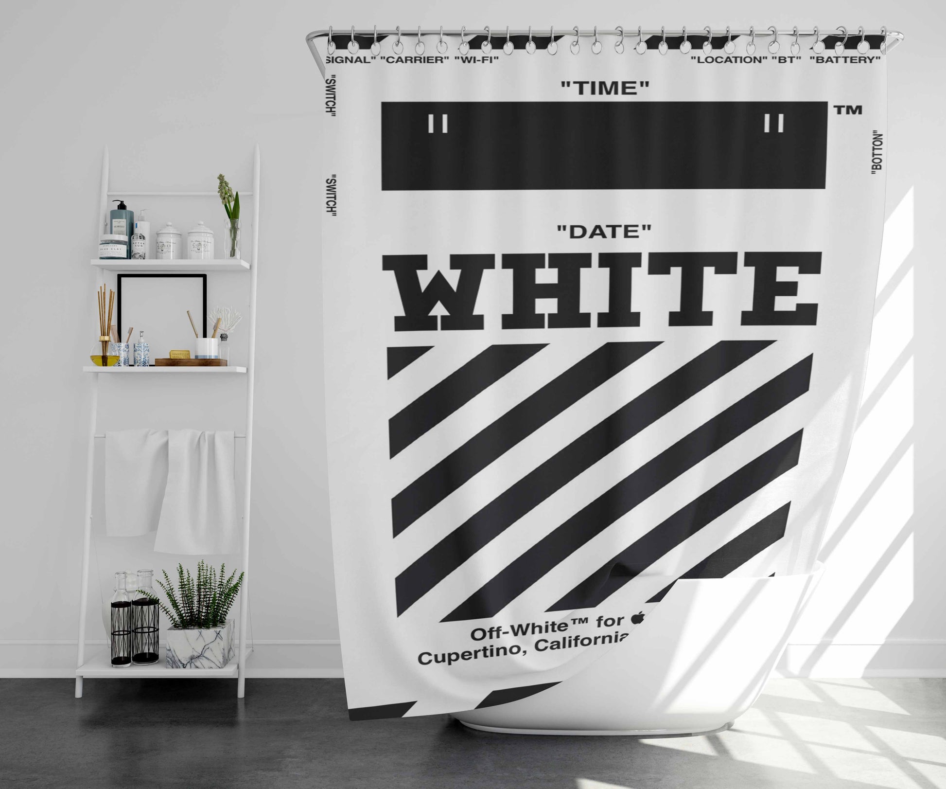 Timbersaw Minimal Bathroom Shower Curtain Fabric Waterproof | 66 X 72 Inch