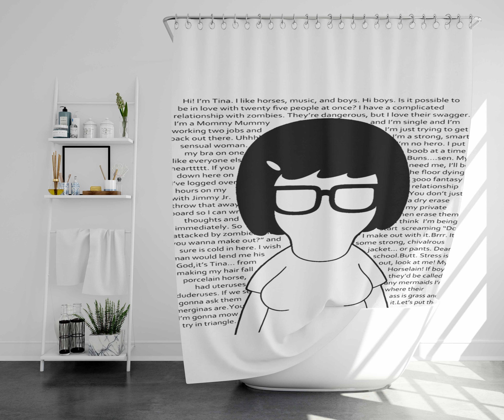 Tina Belcher I'M A Smart Strong Bathroom Shower Curtain Fabric Waterproof | 66 X 72 Inch