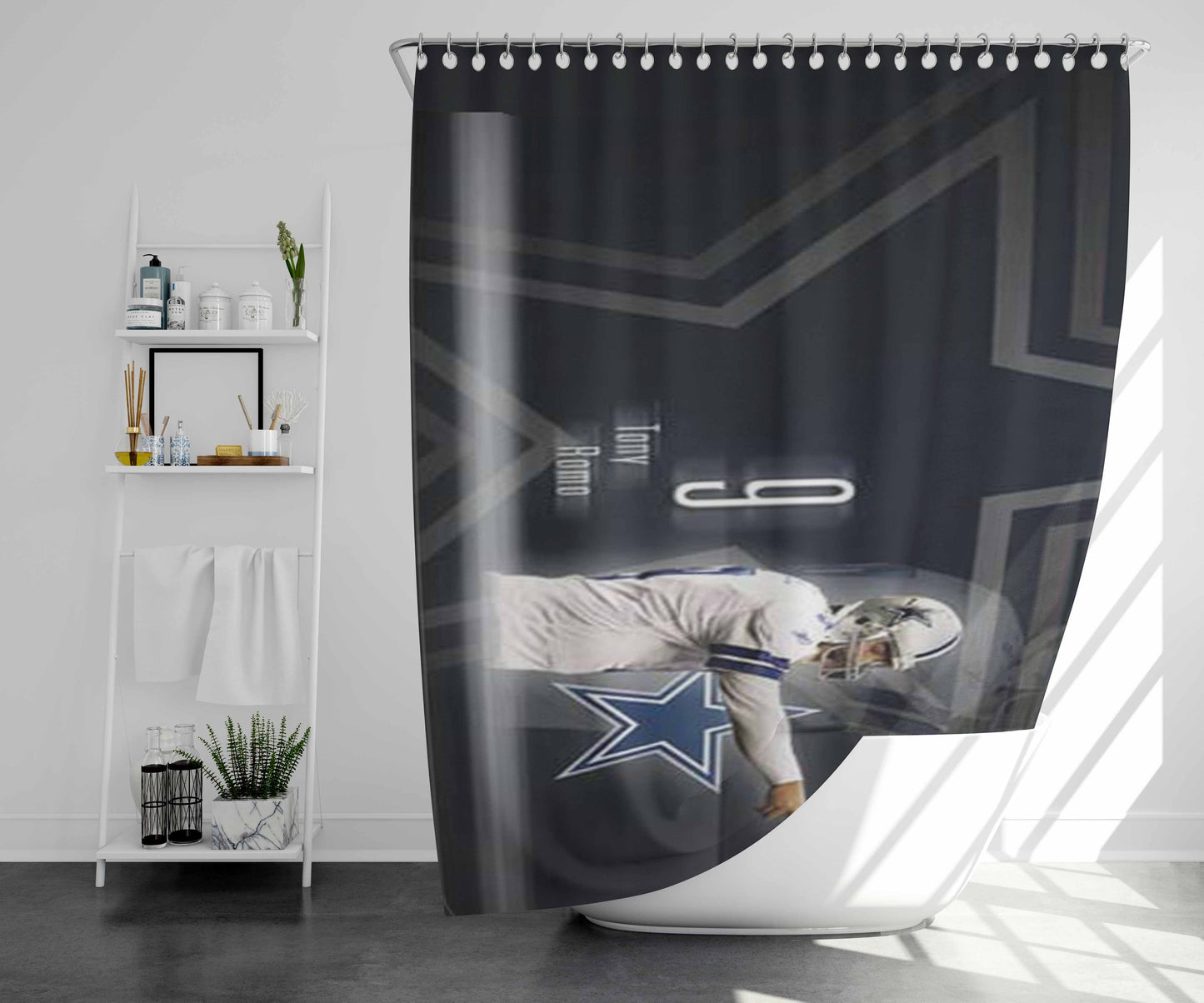 Tony Romo Jersey Bathroom Shower Curtain Fabric Waterproof | 66 X 72 Inch