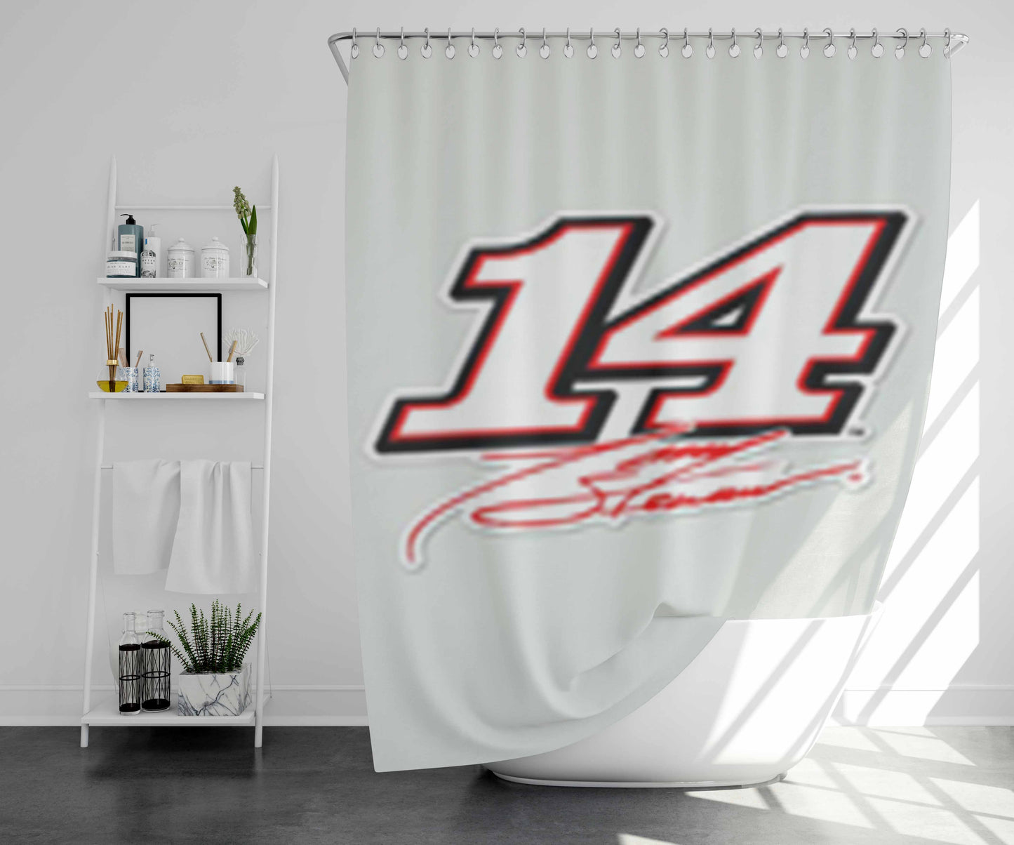 Tony Stewart Lets Go Bathroom Shower Curtain Fabric Waterproof | 66 X 72 Inch