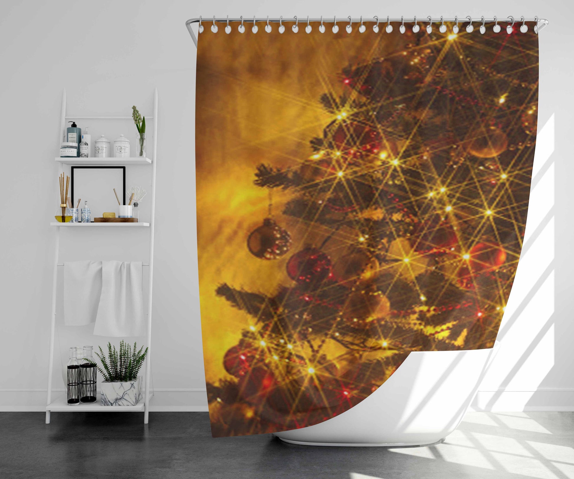 Tree And Mountain Bathroom Shower Curtain Fabric Waterproof | 66 X 72 Inch
