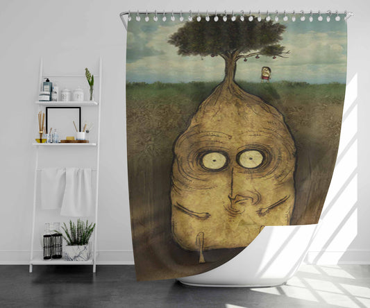 Tree On The Lost Island Bathroom Shower Curtain Fabric Waterproof | 66 X 72 Inch