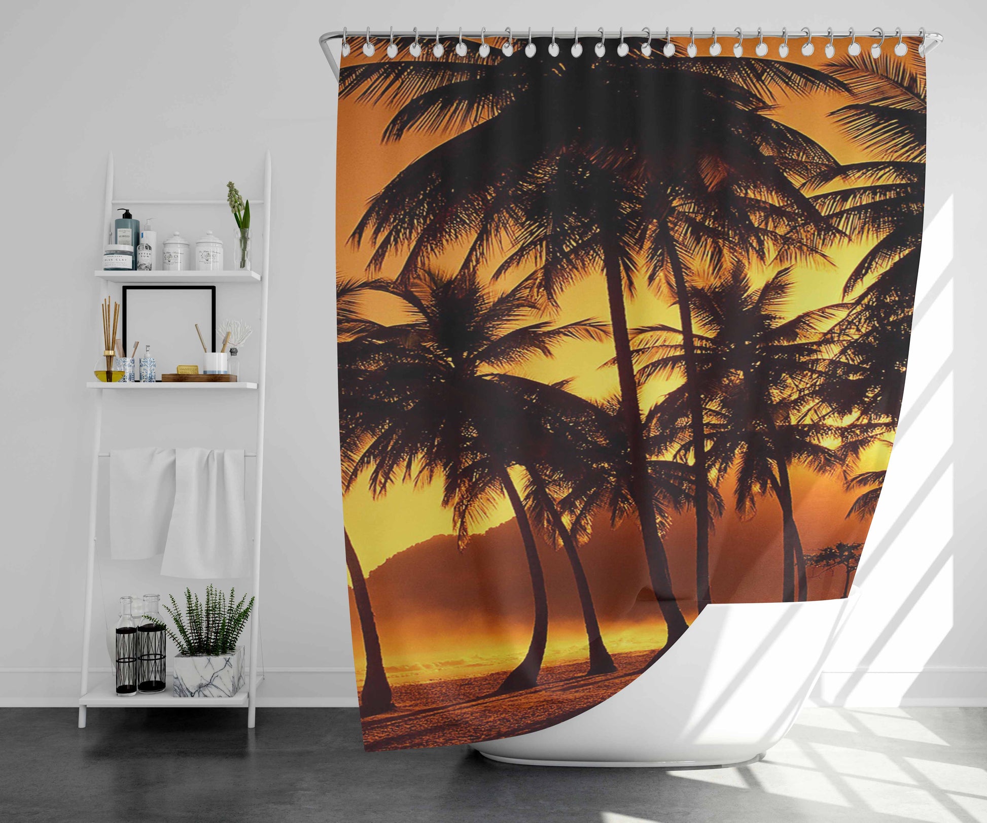 Tree Silhouette Bathroom Shower Curtain Fabric Waterproof | 66 X 72 Inch