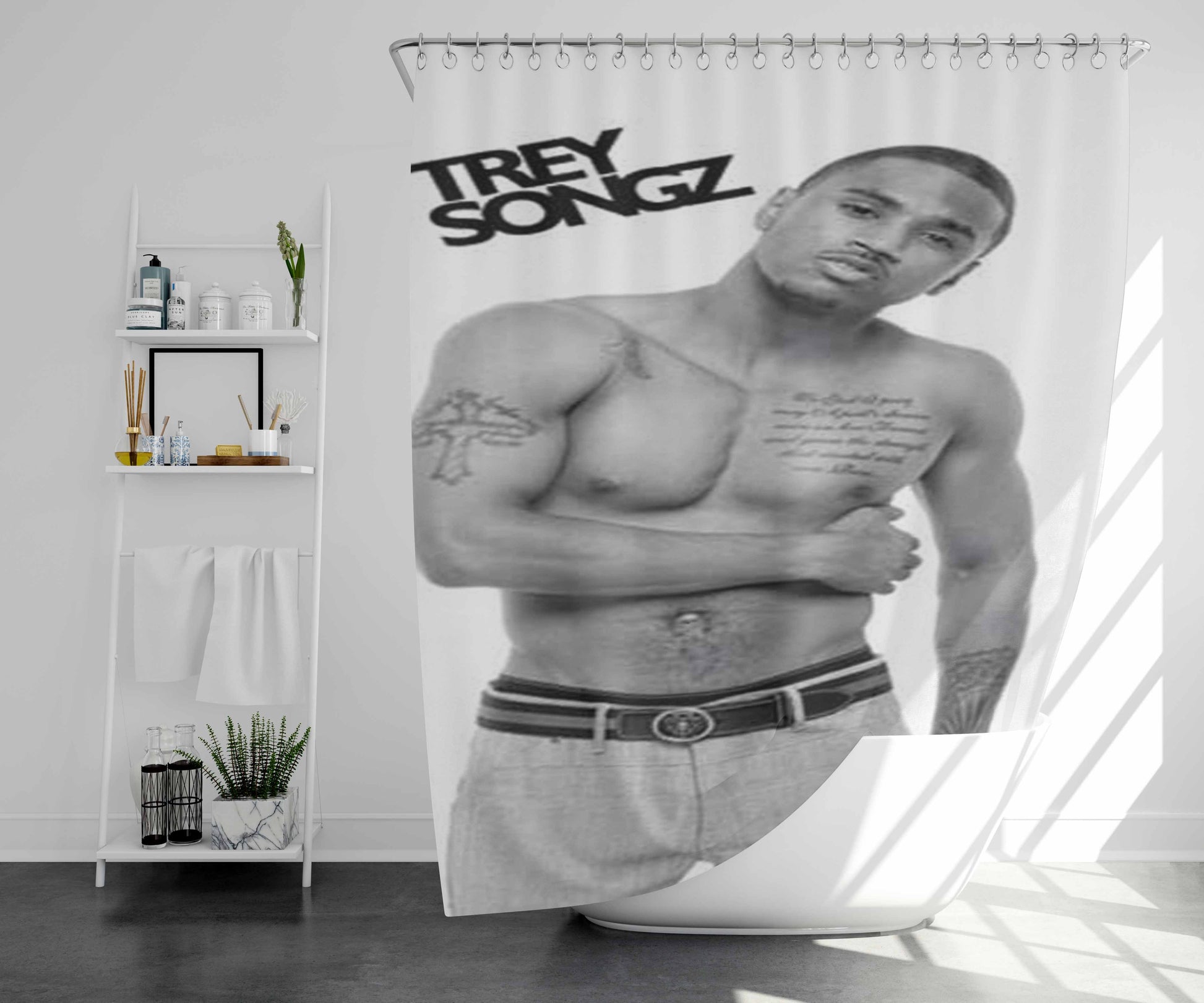 Trey Songz Slacks Bathroom Shower Curtain Fabric Waterproof | 66 X 72 Inch