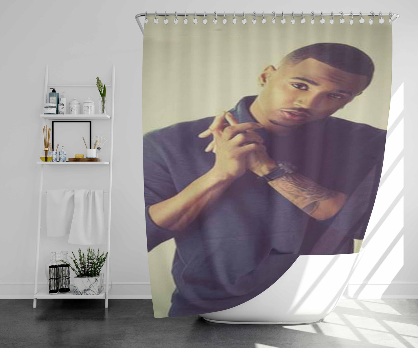 Trey Songz Bathroom Shower Curtain Fabric Waterproof | 66 X 72 Inch