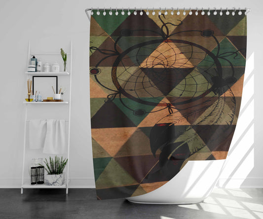 Triangel Dream Catcher Bathroom Shower Curtain Fabric Waterproof | 66 X 72 Inch