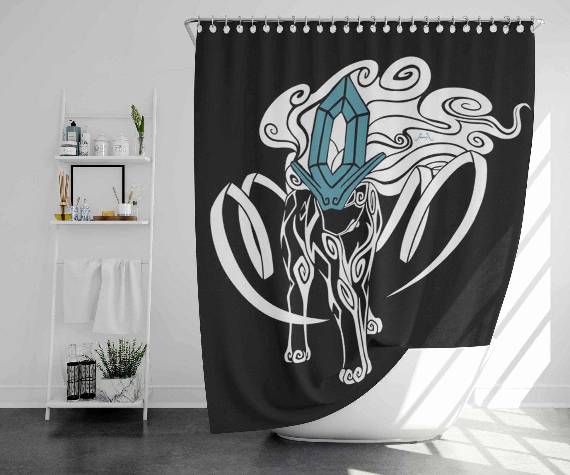 Tribal Suicune Reverse Bathroom Shower Curtain Fabric Waterproof | 66 X 72 Inch
