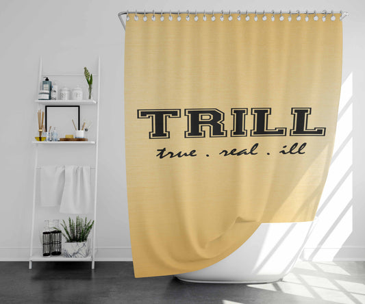 Trill Golden Bathroom Shower Curtain Fabric Waterproof | 66 X 72 Inch