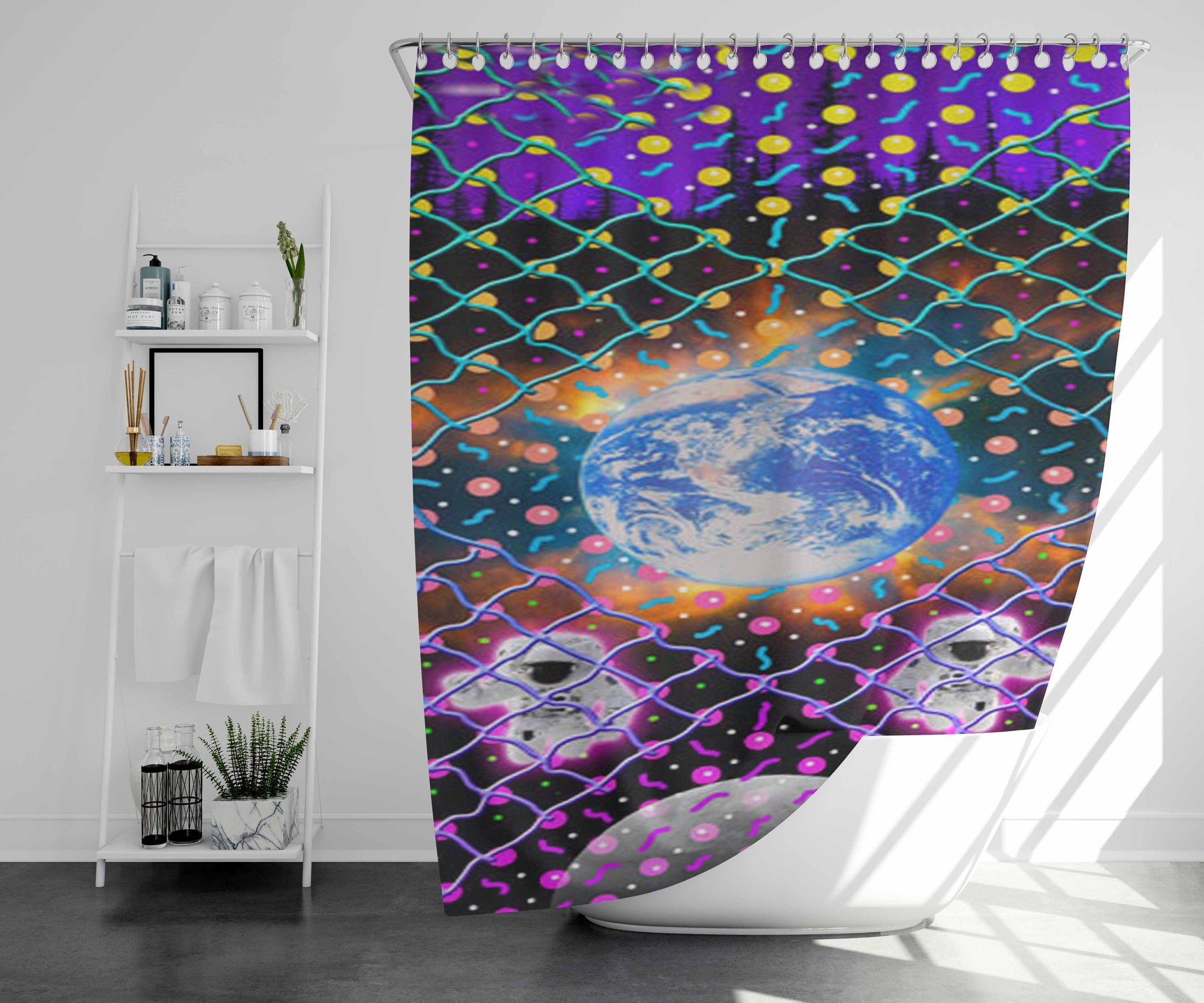 Trip To Earth Bathroom Shower Curtain Fabric Waterproof | 66 X 72 Inch