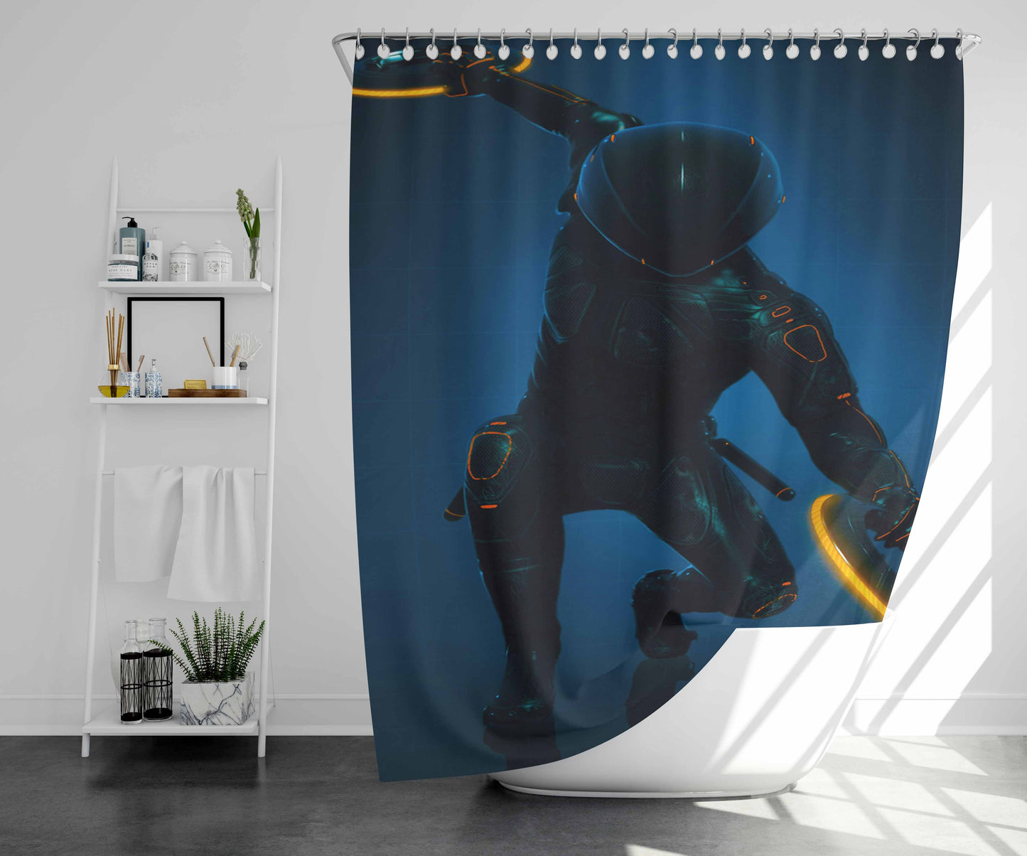 Tron Black Suit Bathroom Shower Curtain Fabric Waterproof | 66 X 72 Inch