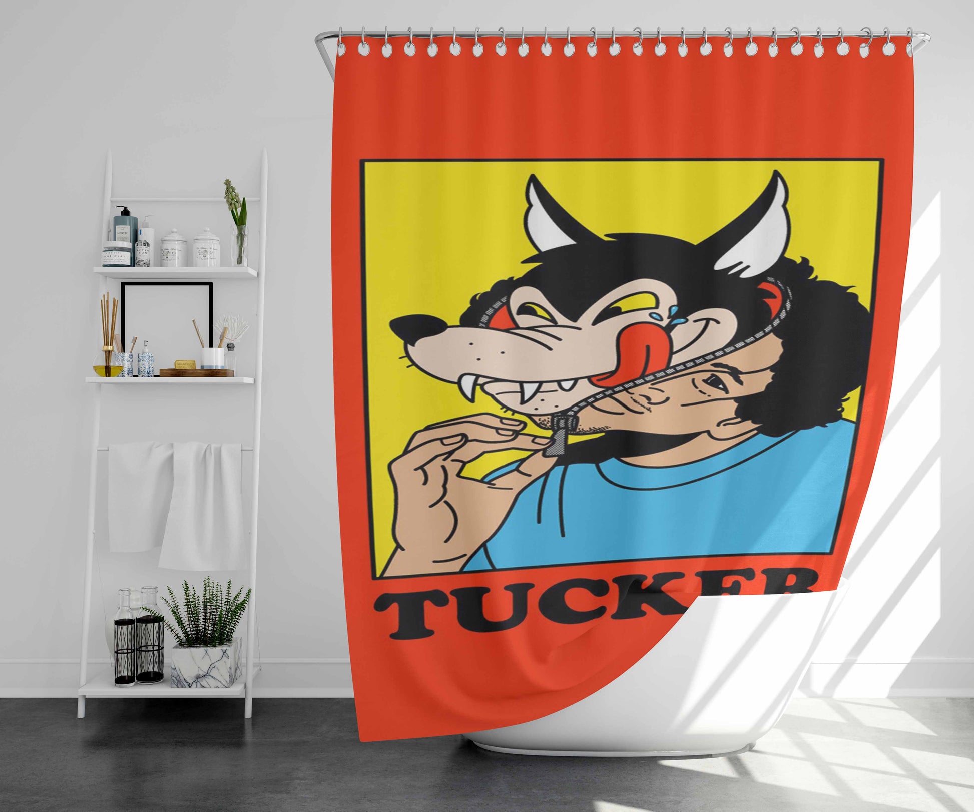 Tucker The Primitive Skateboard Bathroom Shower Curtain Fabric Waterproof | 66 X 72 Inch
