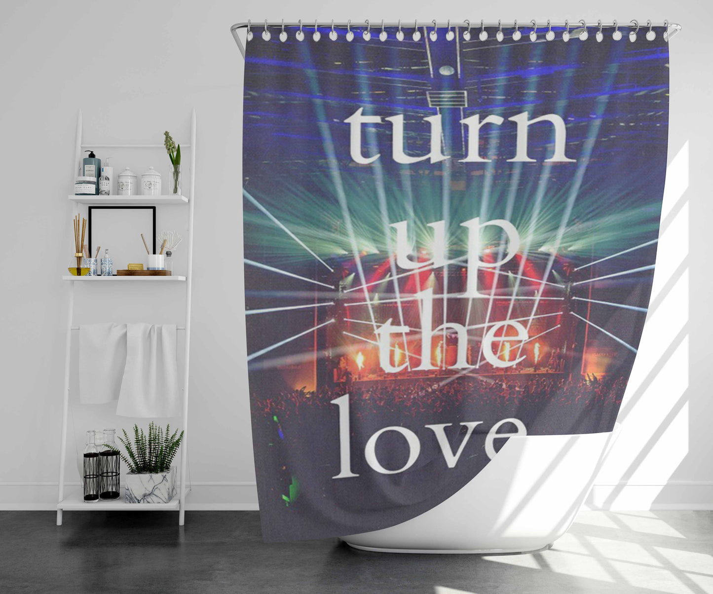 Turn Up The Love Bathroom Shower Curtain Fabric Waterproof | 66 X 72 Inch