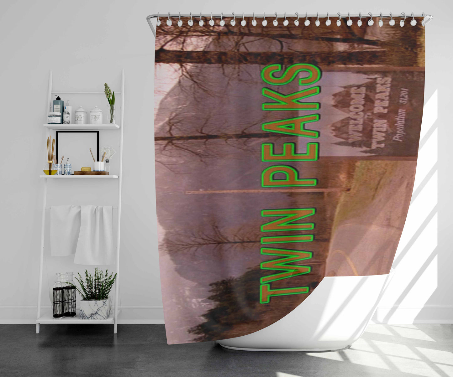 Twin Peaks Rubber To The Road Bathroom Shower Curtain Fabric Waterproof | 66 X 72 Inch