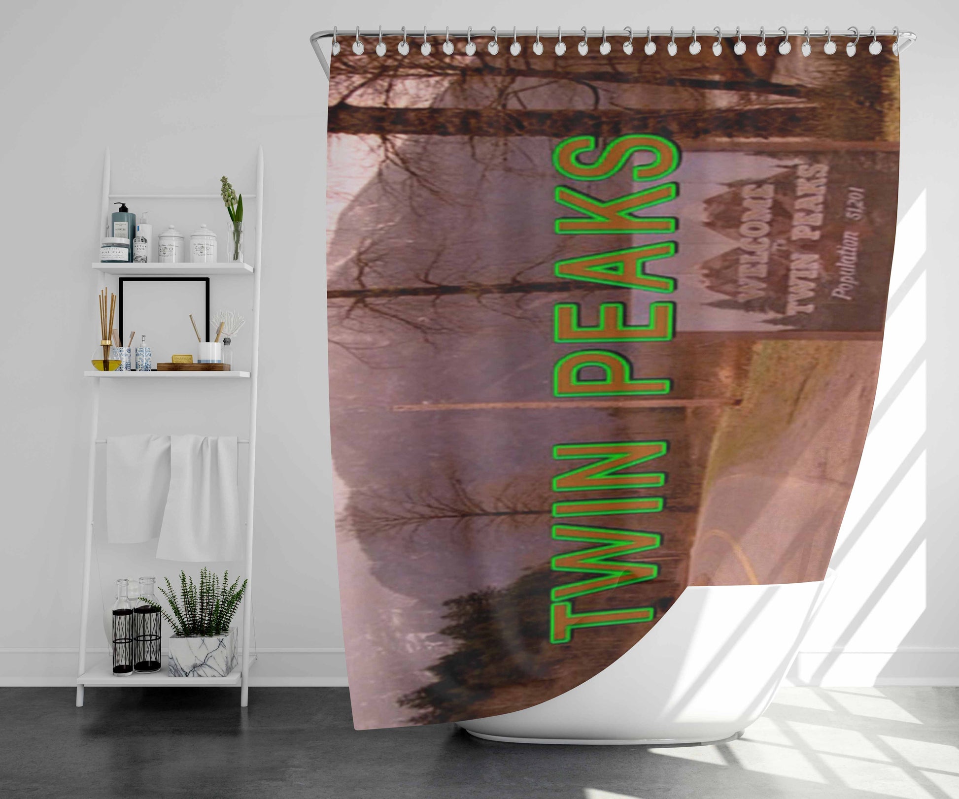 Twin Peaks Rubber To The Road Bathroom Shower Curtain Fabric Waterproof | 66 X 72 Inch
