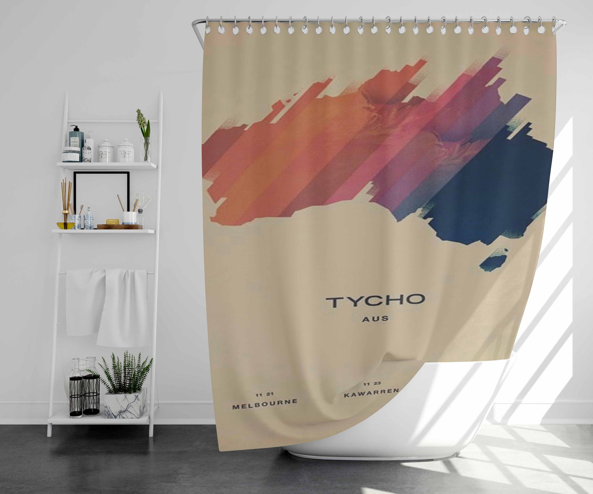 Tycho Bathroom Shower Curtain Fabric Waterproof | 66 X 72 Inch