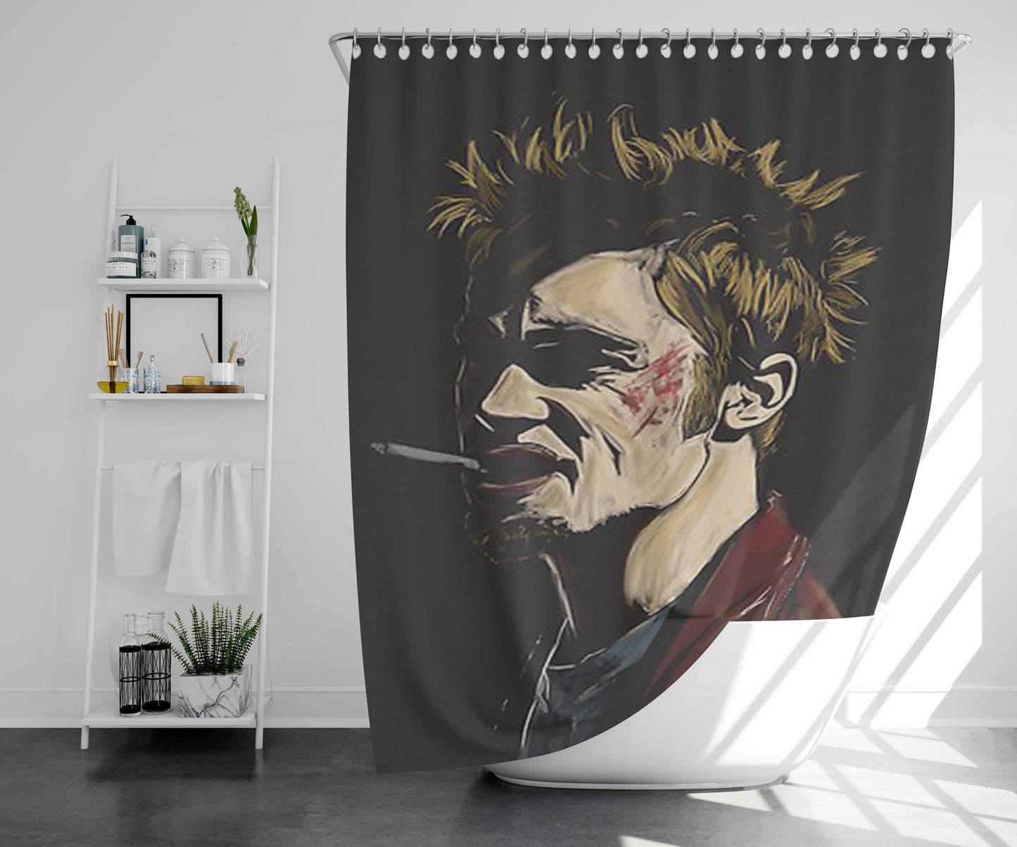 Tyler Durden Fight Club Bathroom Shower Curtain Fabric Waterproof | 66 X 72 Inch
