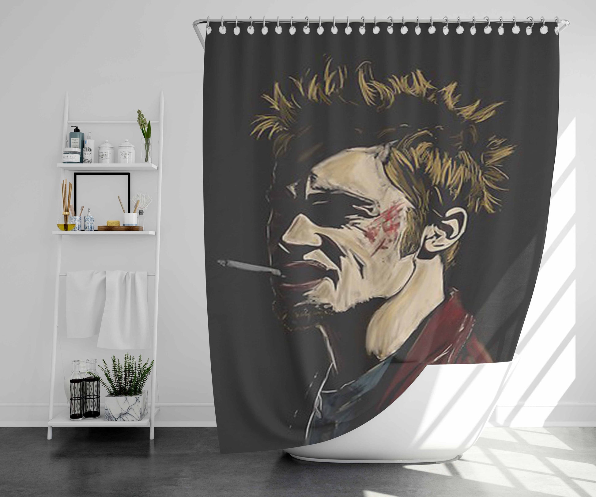 Tyler Durden Fight Club Bathroom Shower Curtain Fabric Waterproof | 66 X 72 Inch