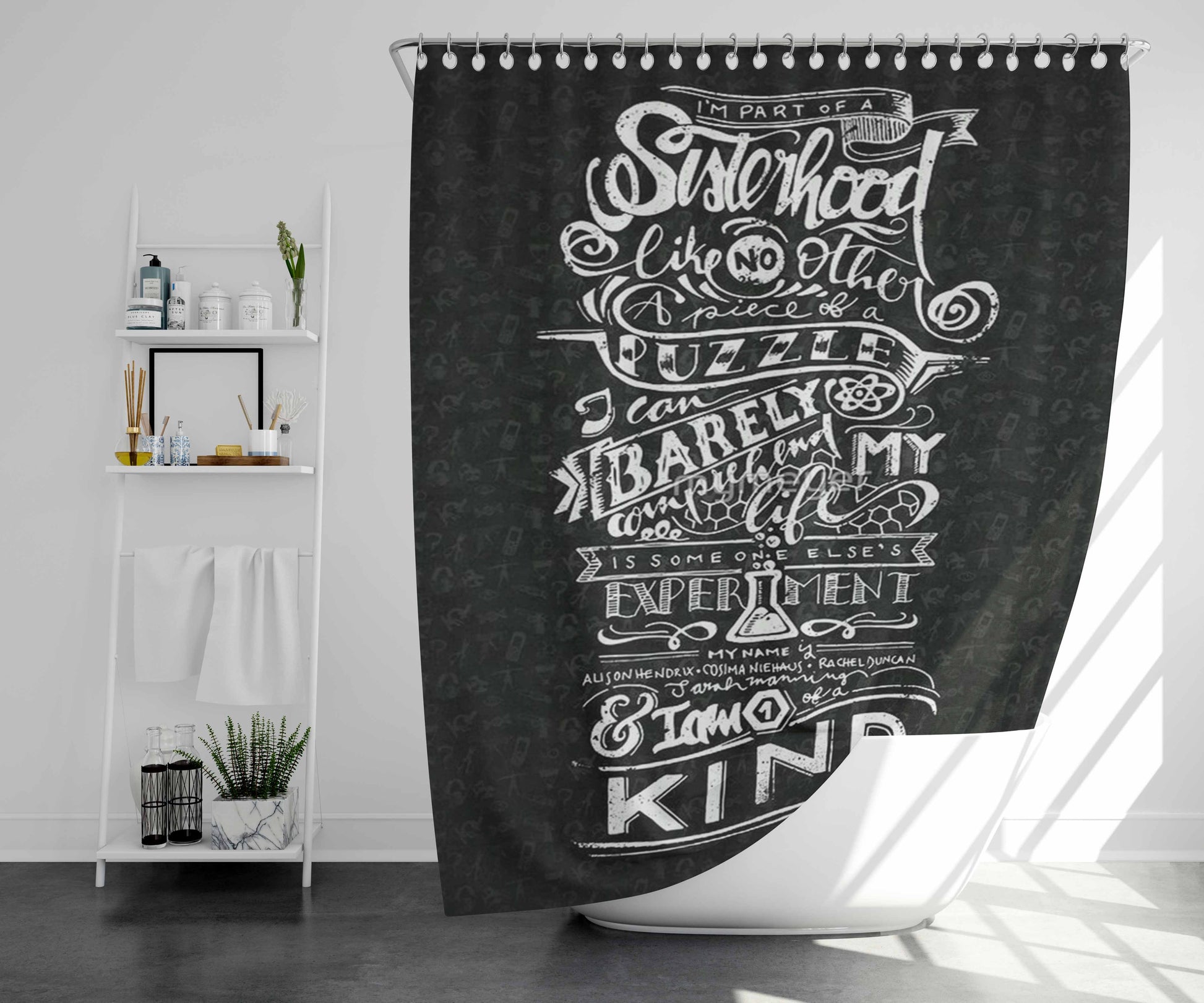 Typhografi Puzzle Kind Bathroom Shower Curtain Fabric Waterproof | 66 X 72 Inch