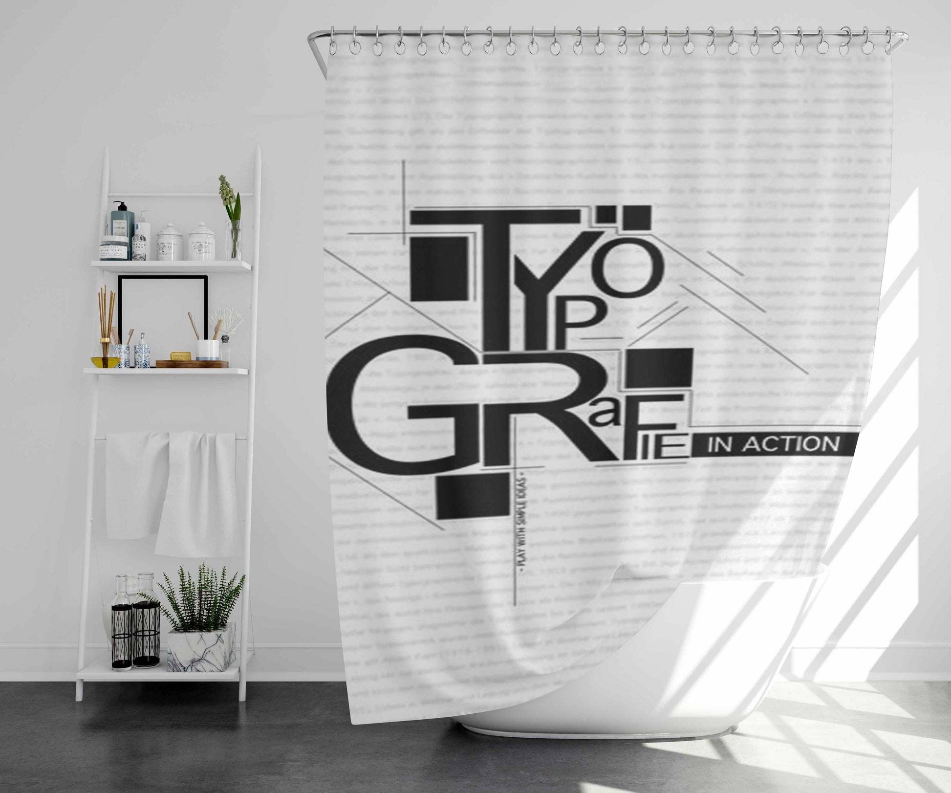 Typo Grafie In Action Bathroom Shower Curtain Fabric Waterproof | 66 X 72 Inch