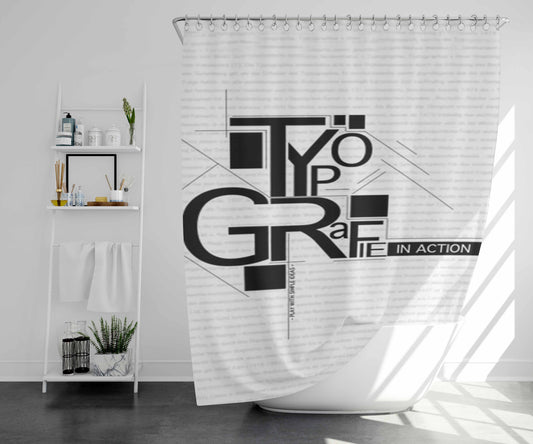 Typo Grafie In Action Bathroom Shower Curtain Fabric Waterproof | 66 X 72 Inch