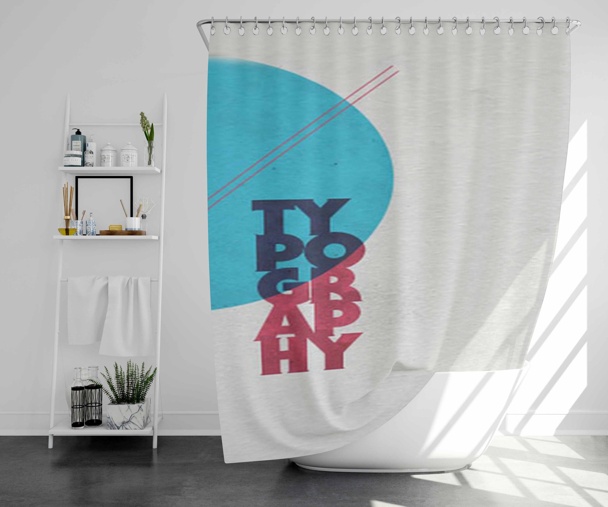 Typography Bathroom Shower Curtain Fabric Waterproof | 66 X 72 Inch