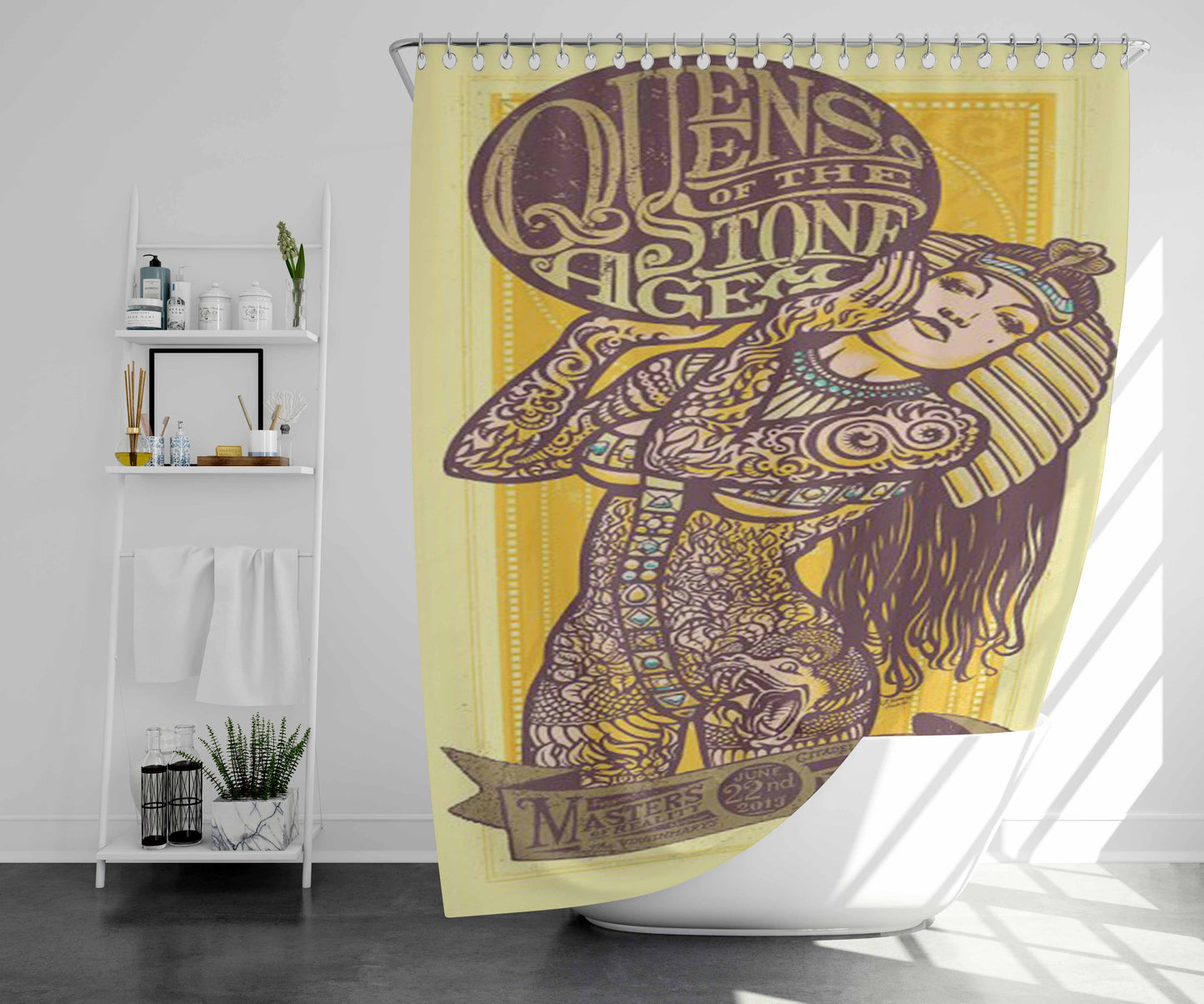 Ueens Of The Stone Algem Bathroom Shower Curtain Fabric Waterproof | 66 X 72 Inch