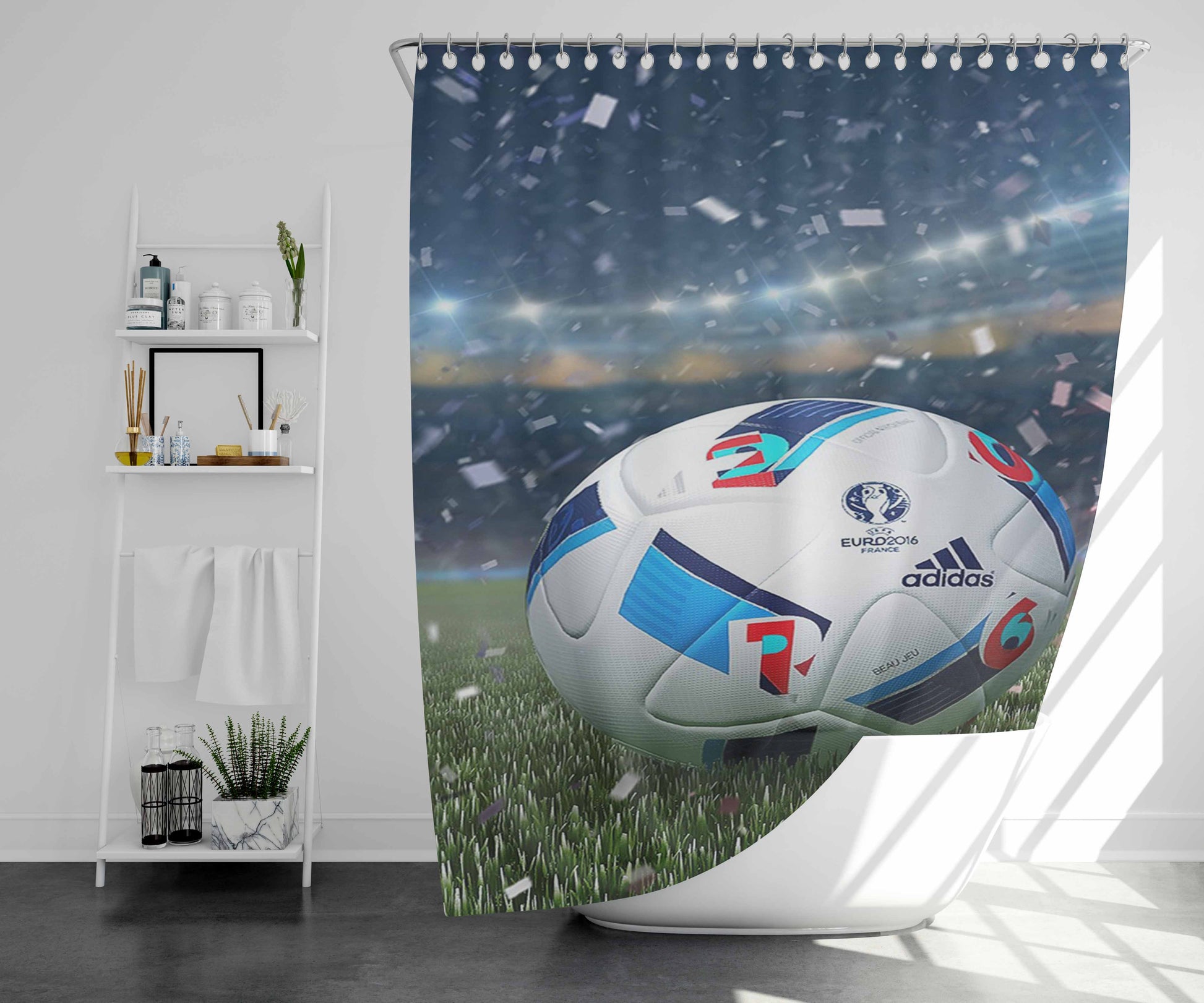 Uefa Euro 2016 Bathroom Shower Curtain Fabric Waterproof | 66 X 72 Inch