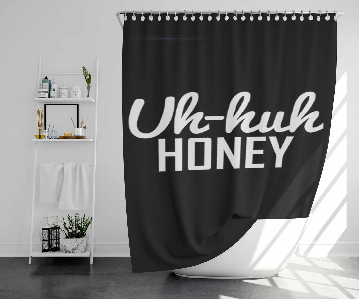 Uh-Huh Honey Bathroom Shower Curtain Fabric Waterproof | 66 X 72 Inch
