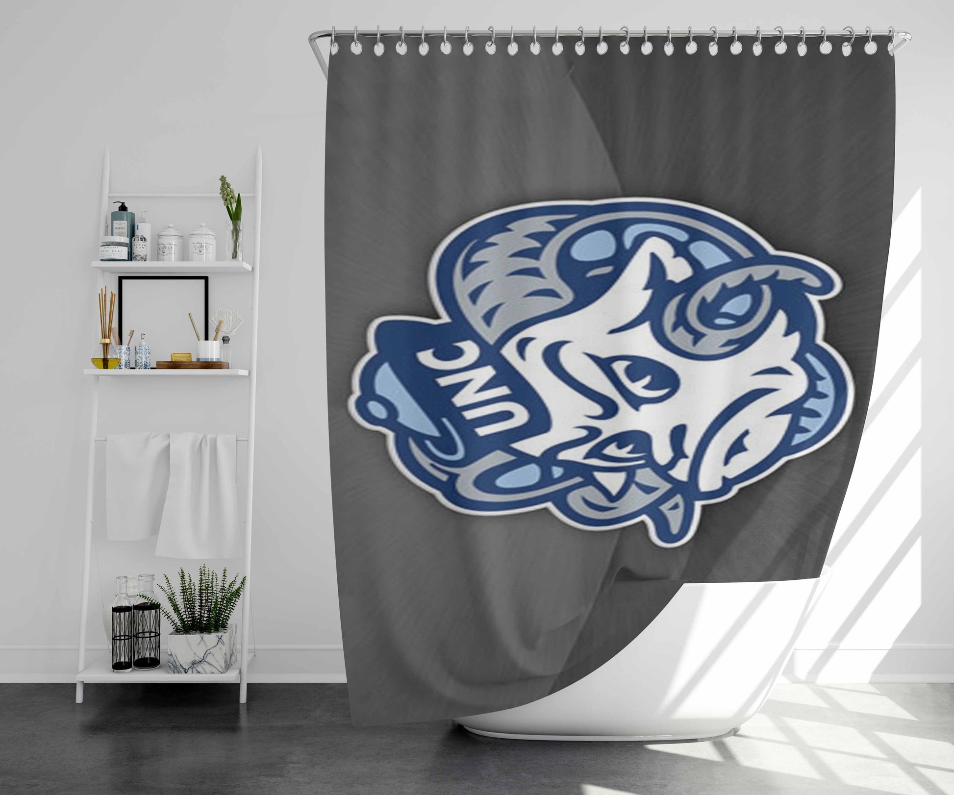 Unc Tar Heel Bathroom Shower Curtain Fabric Waterproof | 66 X 72 Inch