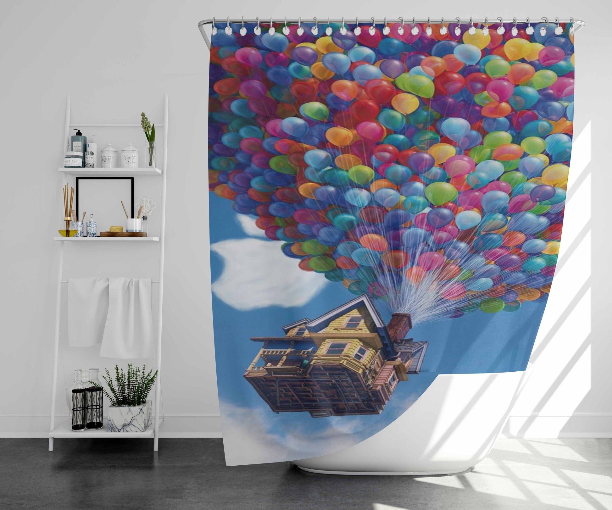 Up Ballons Bathroom Shower Curtain Fabric Waterproof | 66 X 72 Inch