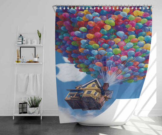 Up Ballons Bathroom Shower Curtain Fabric Waterproof | 66 X 72 Inch