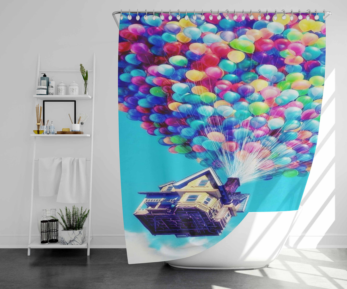 Up Balloons Bathroom Shower Curtain Fabric Waterproof | 66 X 72 Inch