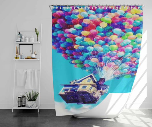 Up Balloons Bathroom Shower Curtain Fabric Waterproof | 66 X 72 Inch