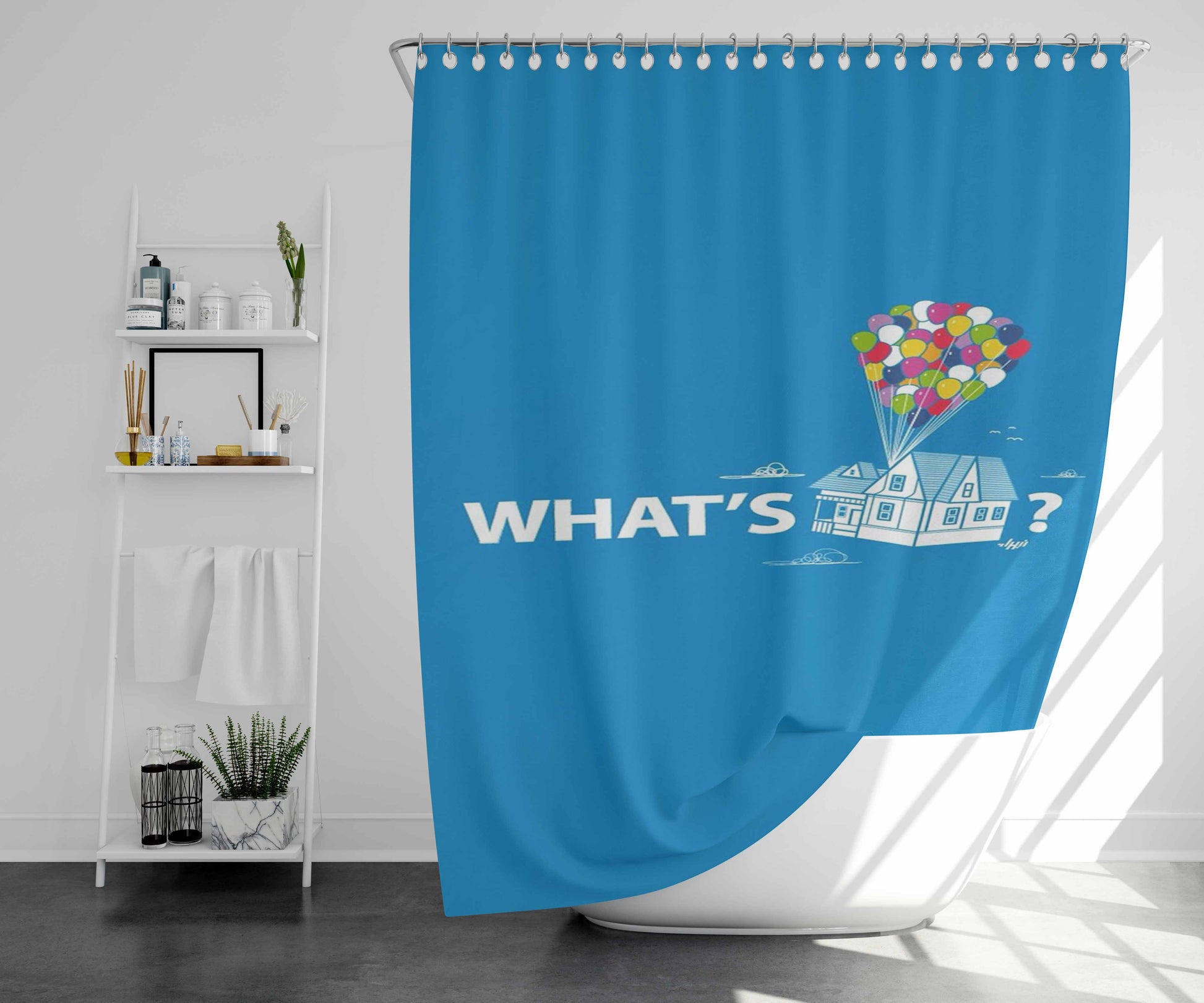 Up Whats Home Ballons Bathroom Shower Curtain Fabric Waterproof | 66 X 72 Inch