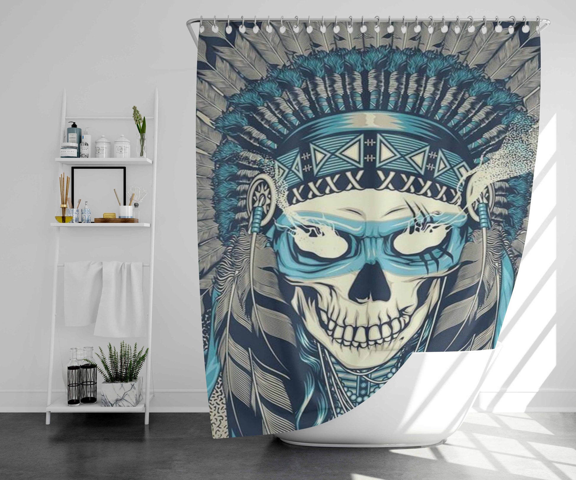 Urban Mural Clock Smooth Bathroom Shower Curtain Fabric Waterproof | 66 X 72 Inch