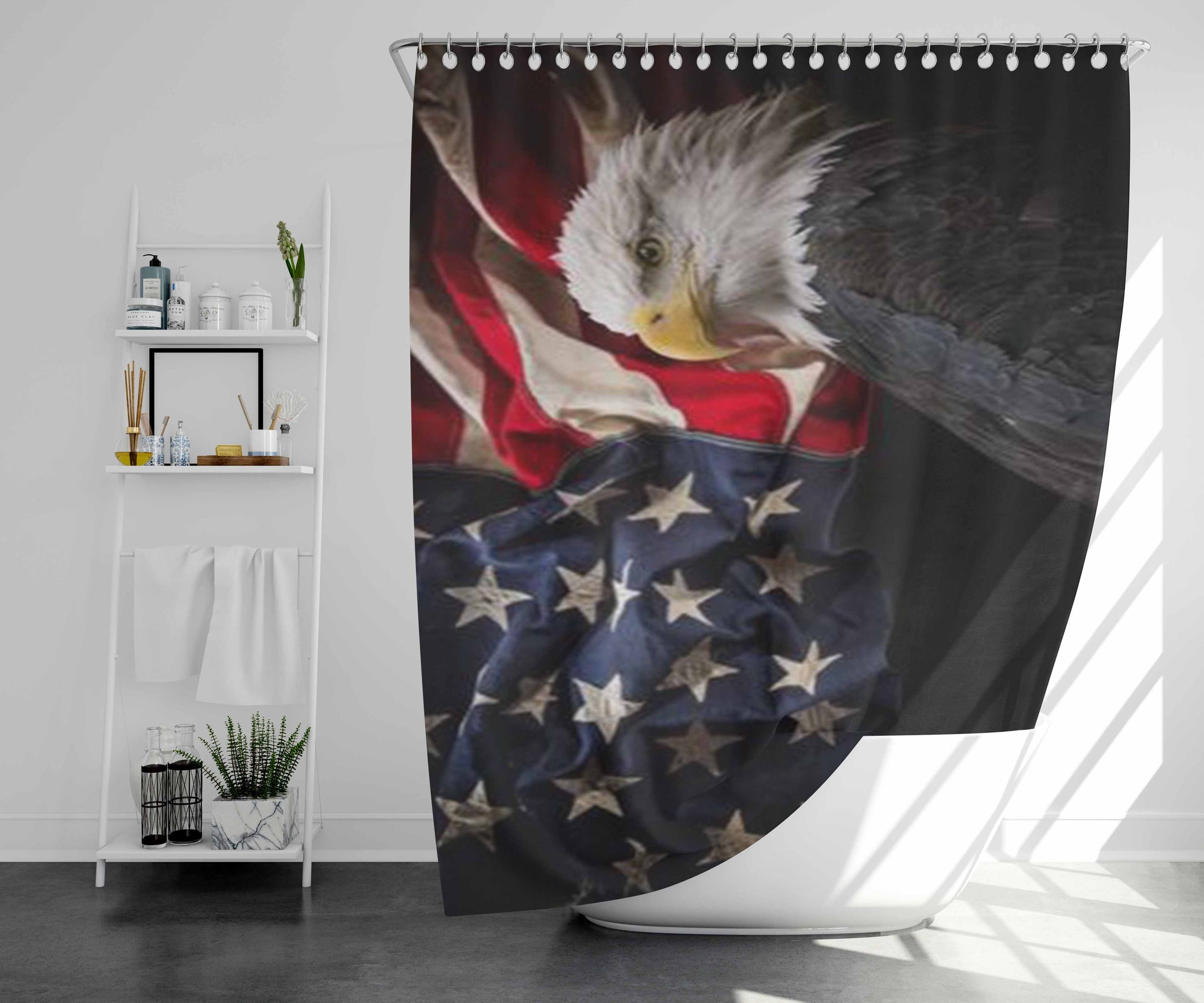 Usa Patriotic Eagle Flag 2 Bathroom Shower Curtain Fabric Waterproof | 66 X 72 Inch